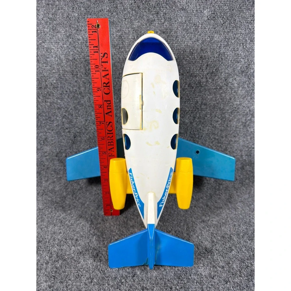 Vintage 1980 Fisher Price Little People Jetliner Airplane Toy 933 White Blue